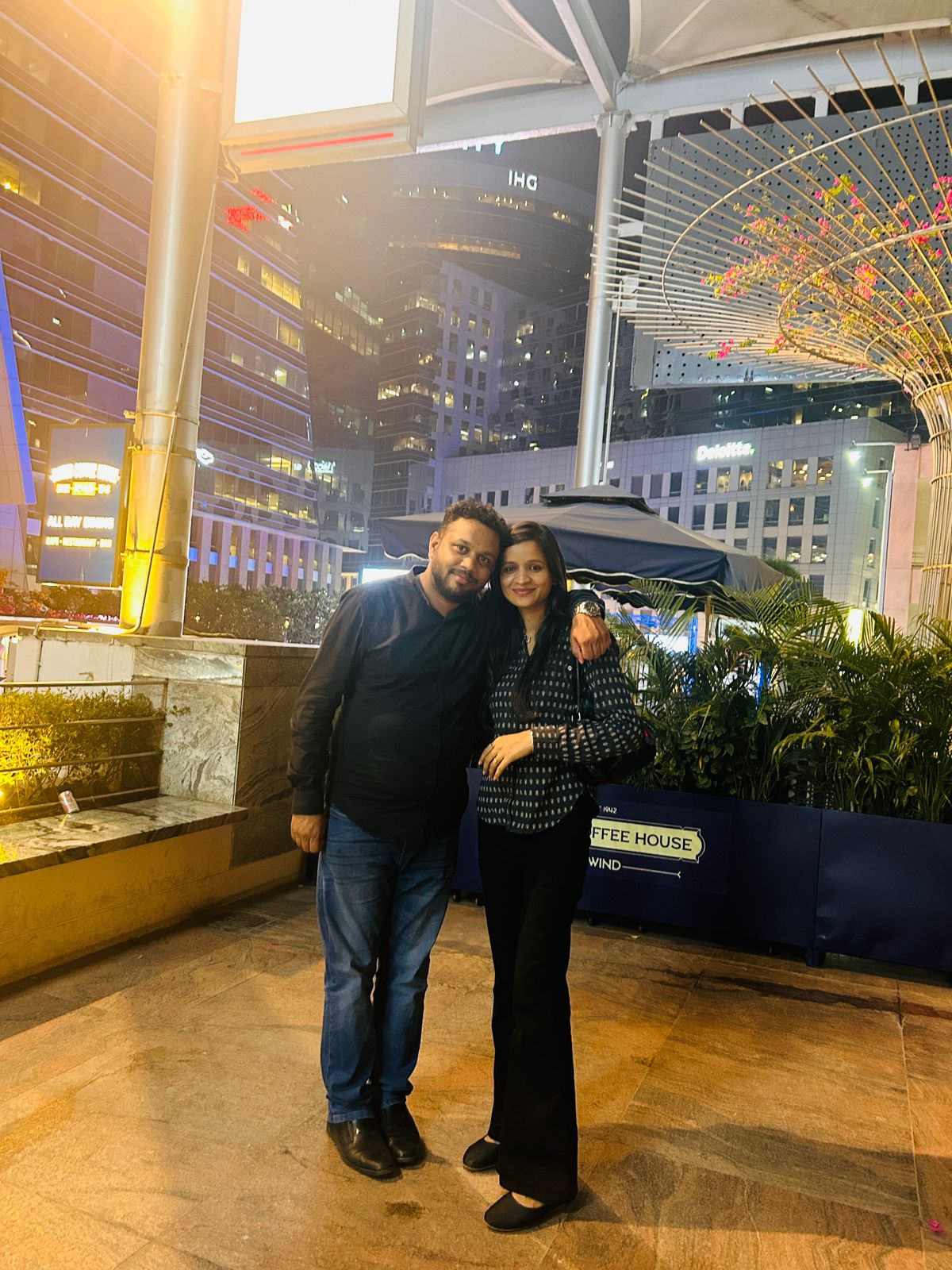 City lights and shared smiles